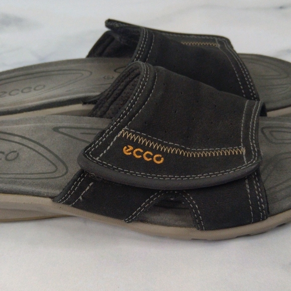Ecco Men’s Black + Gray Velcro Strap Slide Sandals / Size EU 44 / US 10 - Picture 3 of 6